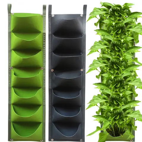 4/7 Multi Mouth Vertical Wall Mounted Felt Planting Bag for Balcony Flower Growth Beauty Greening Plant Bag