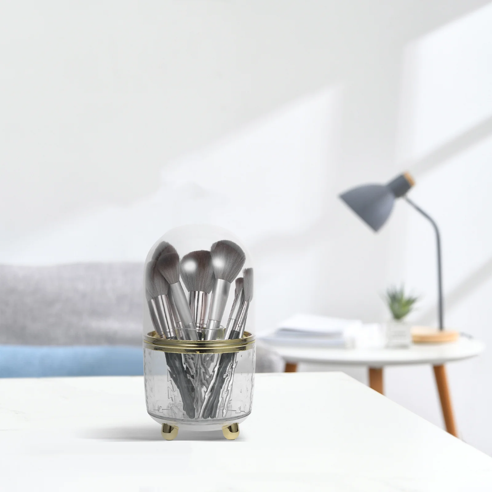 منظم حامل فرش المكياج الكبير، شفاف من خلال تصميم أنيق وأنيق، حل تخزين سطح المكتب على سطح الطاولة للفرش #2