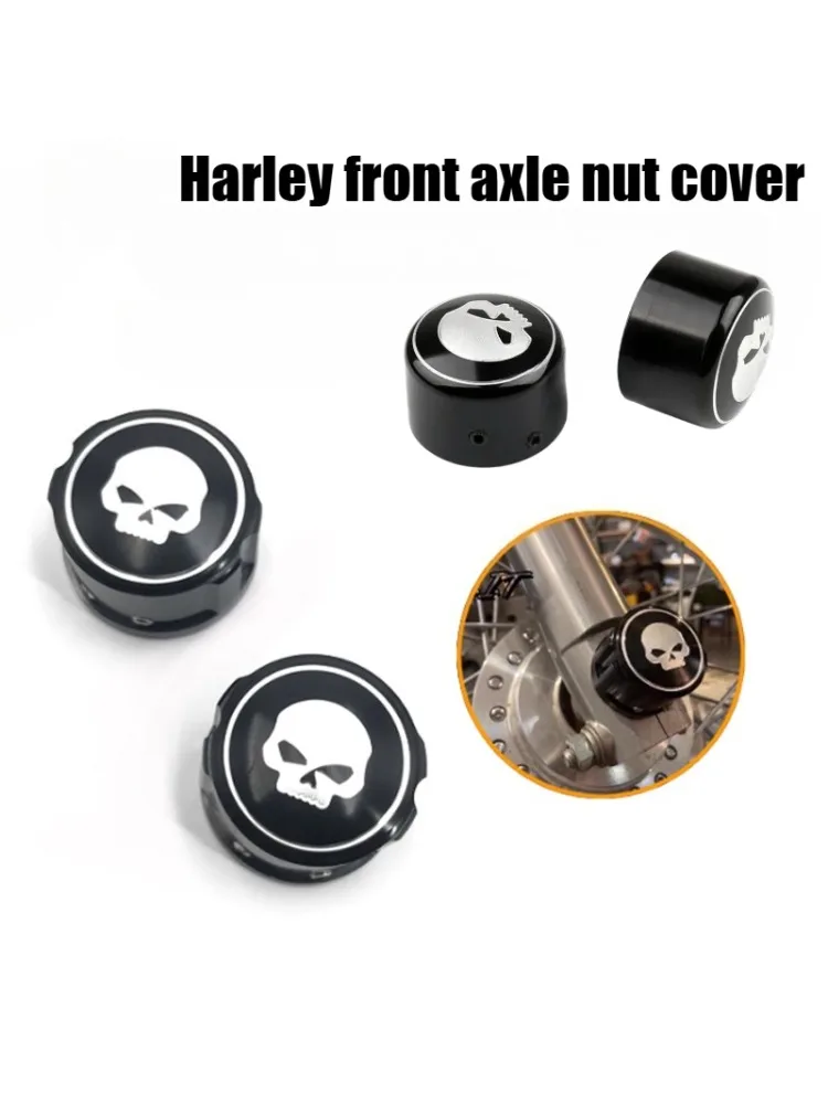 Motorradzubehör Totenkopf-Vorderachsabdeckung für Harley XL883/1200 X48 Dana Fat Boy Road King Great Glide Aluminiumlegierung
