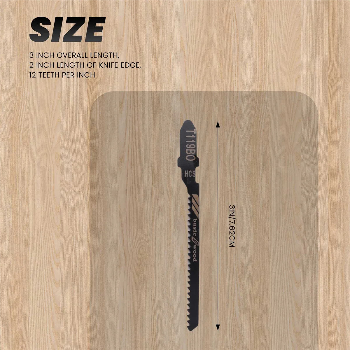 A56XQ 20-Piece T119BO 12 TPI Assorted T-Shank Scrolling Jig Saw Blades Set for Precision Cutting Wood