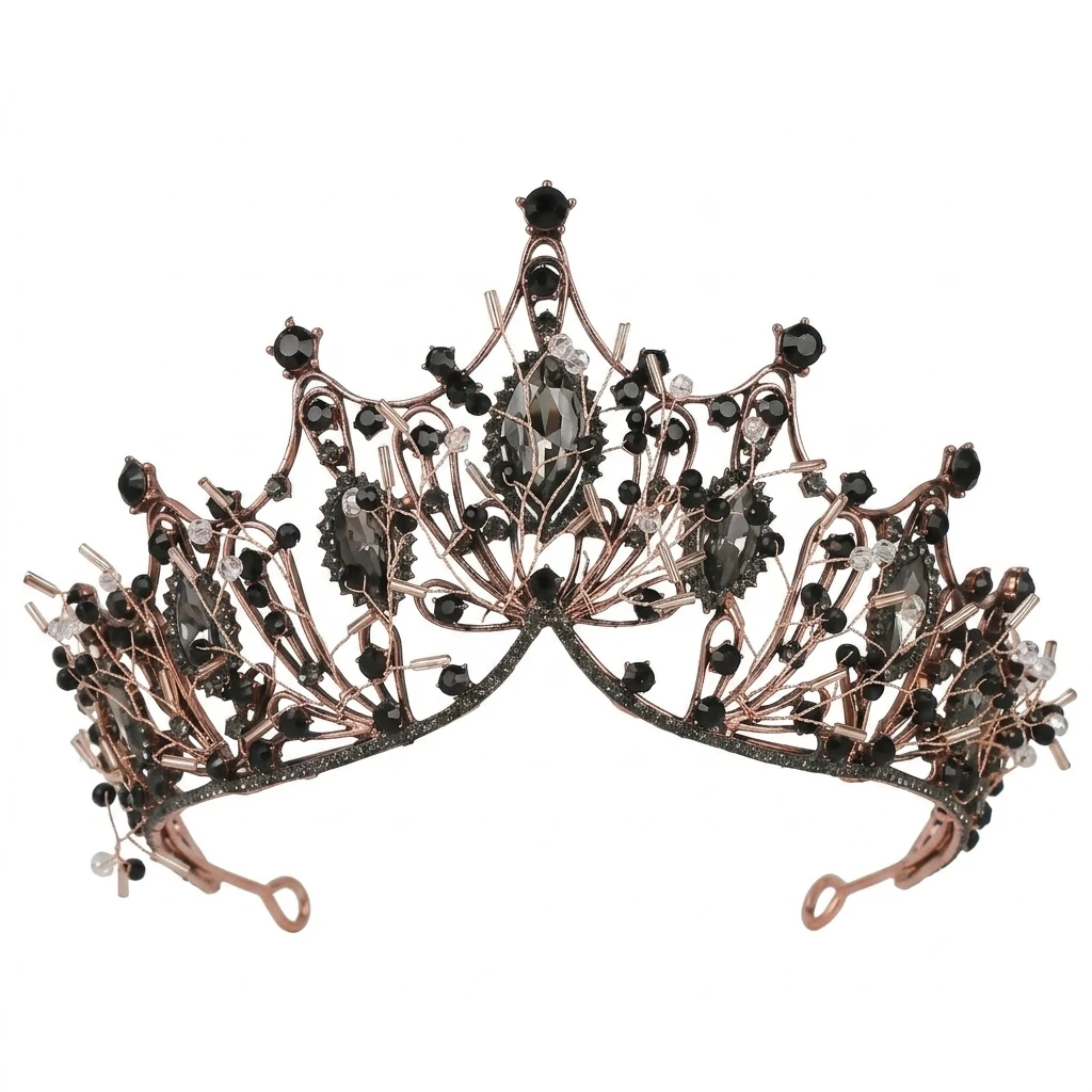 1 couronne de princesse en cristal étincelant, diadème élégant en alliage pour femmes et filles, accessoire de photographie de mariage et de mariée