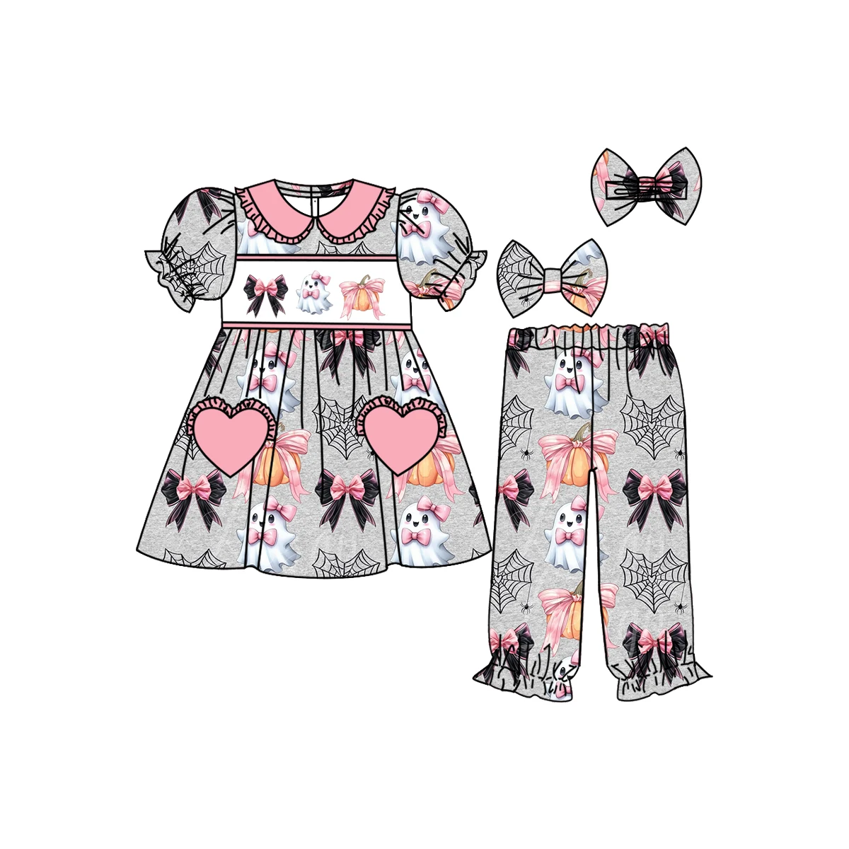 

High Quality Thanksgiving Day Outfits Boutique Kids Pumpkin Pajamas Girls Boys Sets With Children Robes