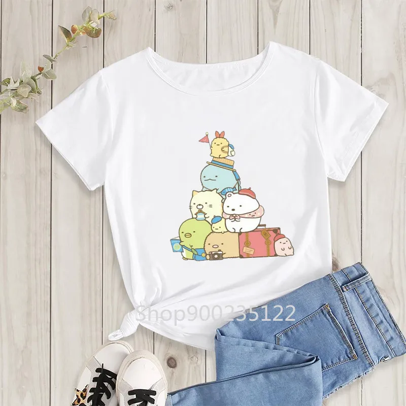 Anime Sumikko Gurashi Tshirt Women Summer Clothing Printed Cute T Shirt Women's Shirts Harajuku Kawaii Female Tops ropa de mujer