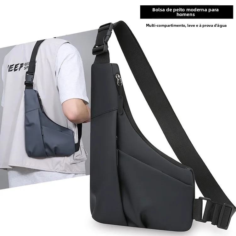 Bolsa Transversal Masculina, Bolsa de Transporte, Mochila para Ciclismo, Tecido Oxford Macio, Casual, com Fecho de Zíper