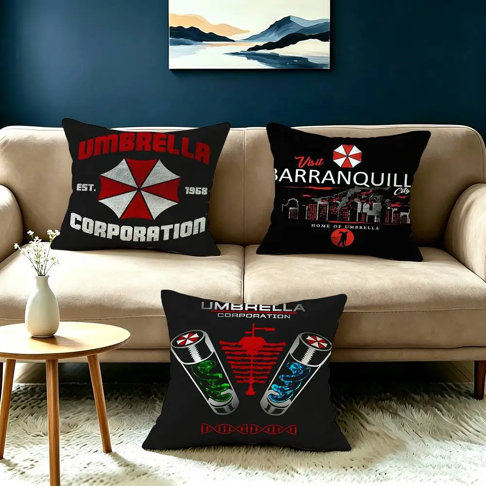 U-Umbrella C-Corporation Logo Square Double-Sided printed Pillow Case Bedroom Bedside Pillow Sofa Cushion Cover