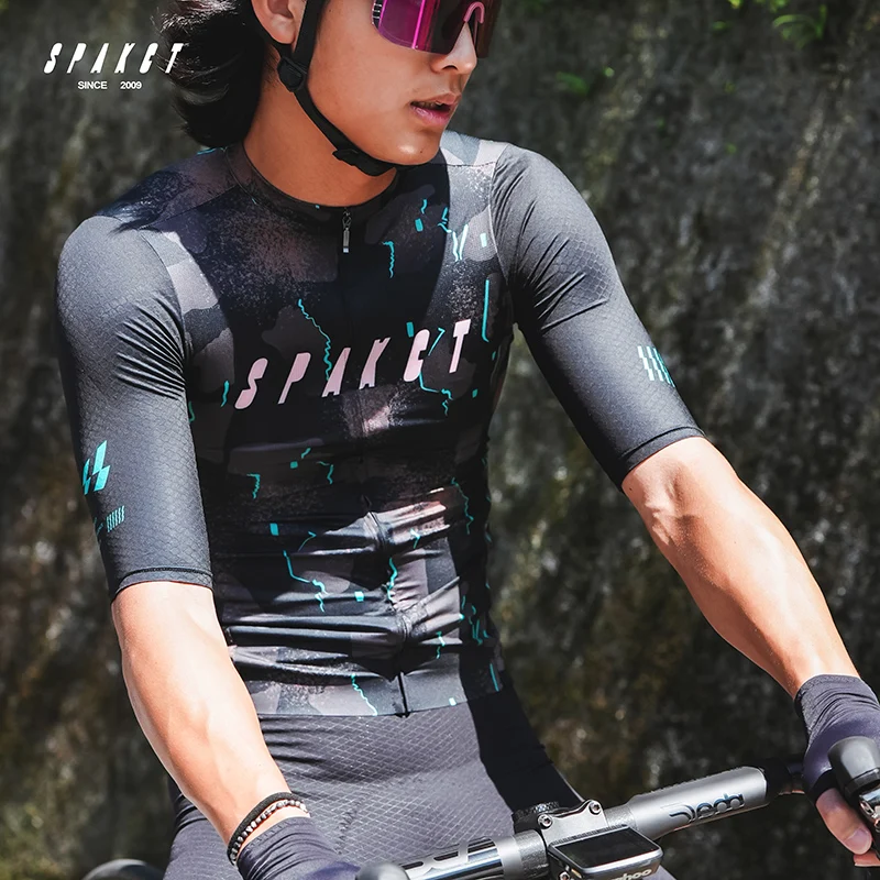 

Велосипедная футболка SPAKCT для мужчин и женщин: дышащая, быстросохнущая, с коротким рукавом, для активного отдыха, облегающая