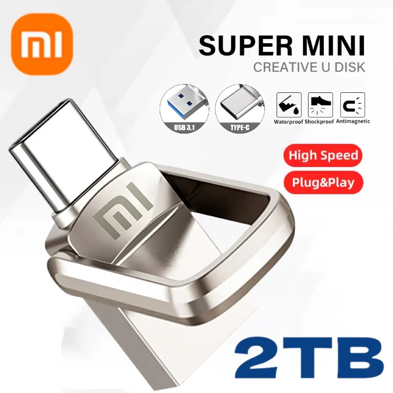 Xiaomi 2TB USB Flash Drive USB 3.2 Fast Type C Pen Drive Memory Stick High Speed Data 1TB For Computers Phone PC Fast Pendrive