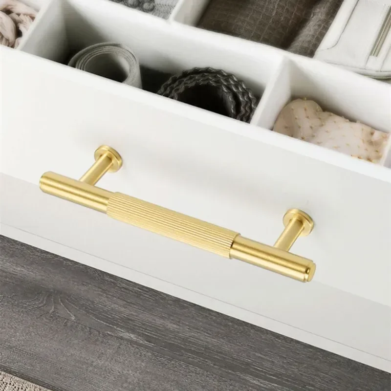 New American Style Cabinet Handle Light Luxury Brass Extended Cabinet Door Wardrobe Door Handle Furniture Brass Handle