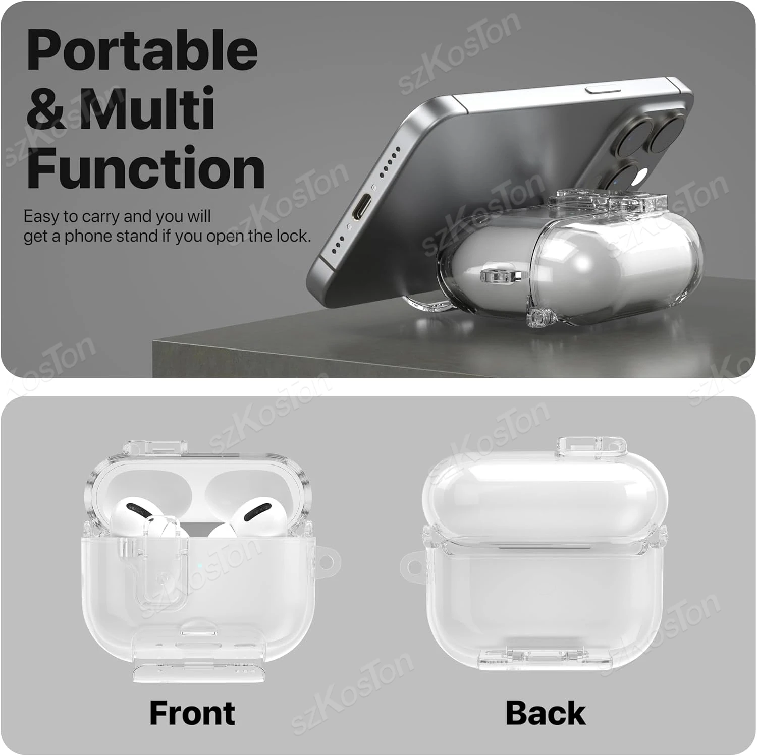 Miękkie, przezroczyste etui na słuchawki AirPods Pro 3, odporne na upadki, pełne zabezpieczenie z bezpiecznym zapięciem i breloczkiem do AirPods Pro 3.