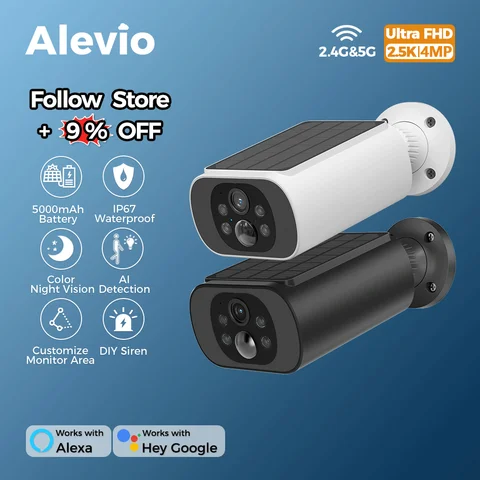 2.5K Solar Security Camera Wireless Outdoor WiFi Camera Long Standby,24/7 Recording,Color Vision,AI Detection Surveillance Cam