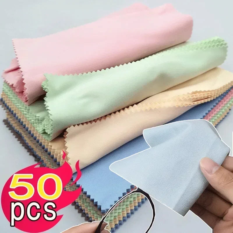 1-50PCS New Microfiber Cleaning Cloth High Quality Chamois Glasses Cleaner for Glasses Cloth Len Phone Screen Cleaning Wipes