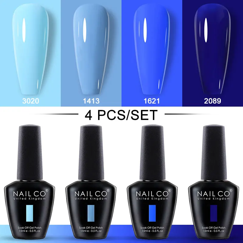 NailCO 4 pezzi Set smalto gel per unghie HEMA TPO FREE Nail Art Soak Off Vernice UV No Wipe Top Coat e Base Coat Colla Gel Set Manicura