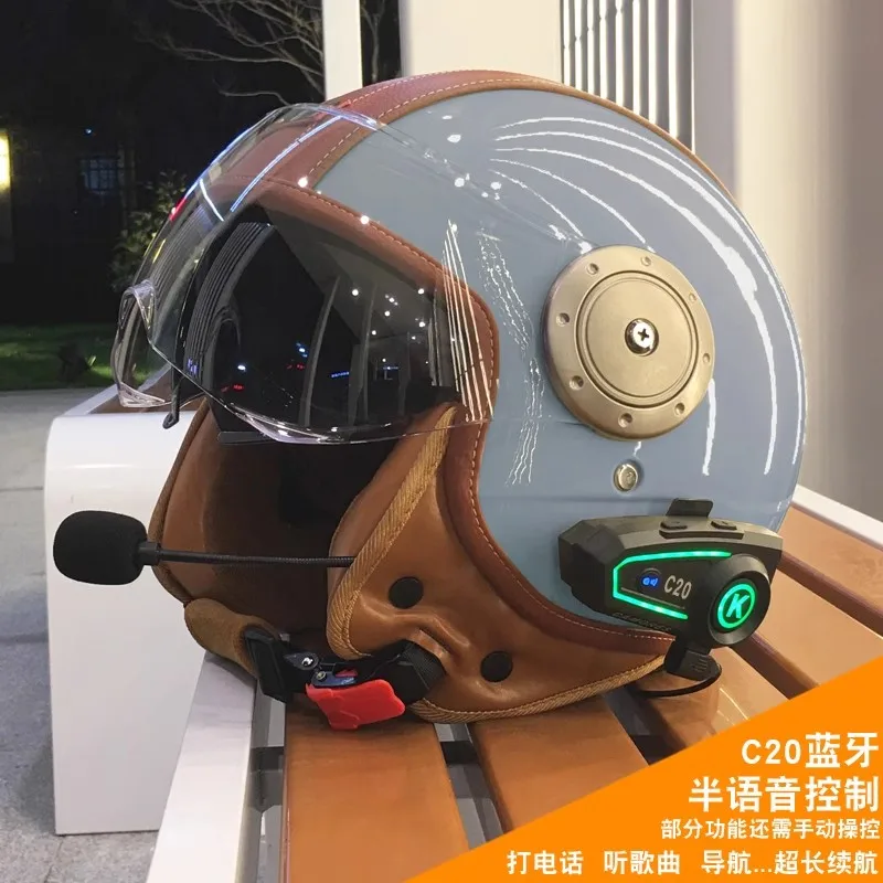 Elektromotor rad intelligenter Bluetooth-Helm etro warmer Gehörschutz Dreiviertel halber Helm offenes Gesicht für Männer und Frauen