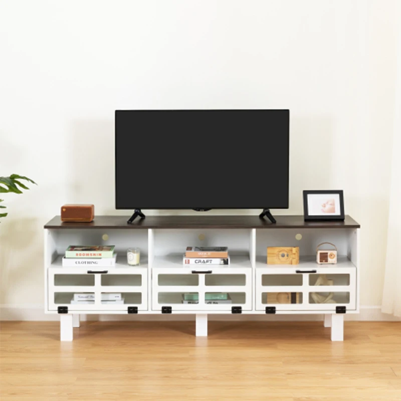 TV stand,TV cabinet,American country style TV lockers,The toughened glass door panel,Metal handles,birch legs,White