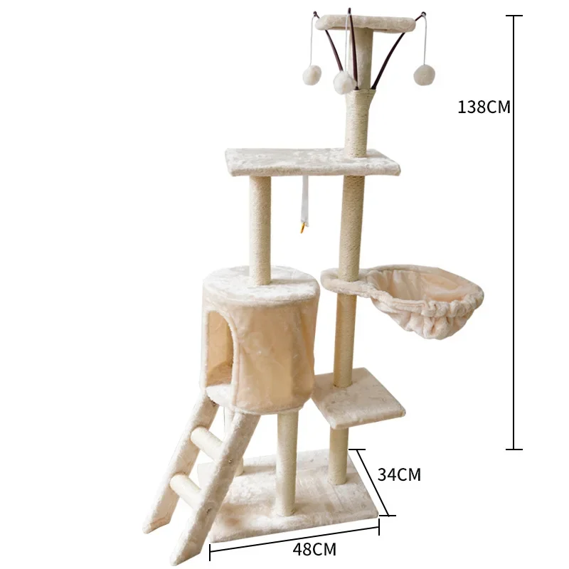 Hot Sale and High Quality Manufacturer Plush Cat Tree Large Climbing Frame Scratcher Components Wood Cat Tree House tower