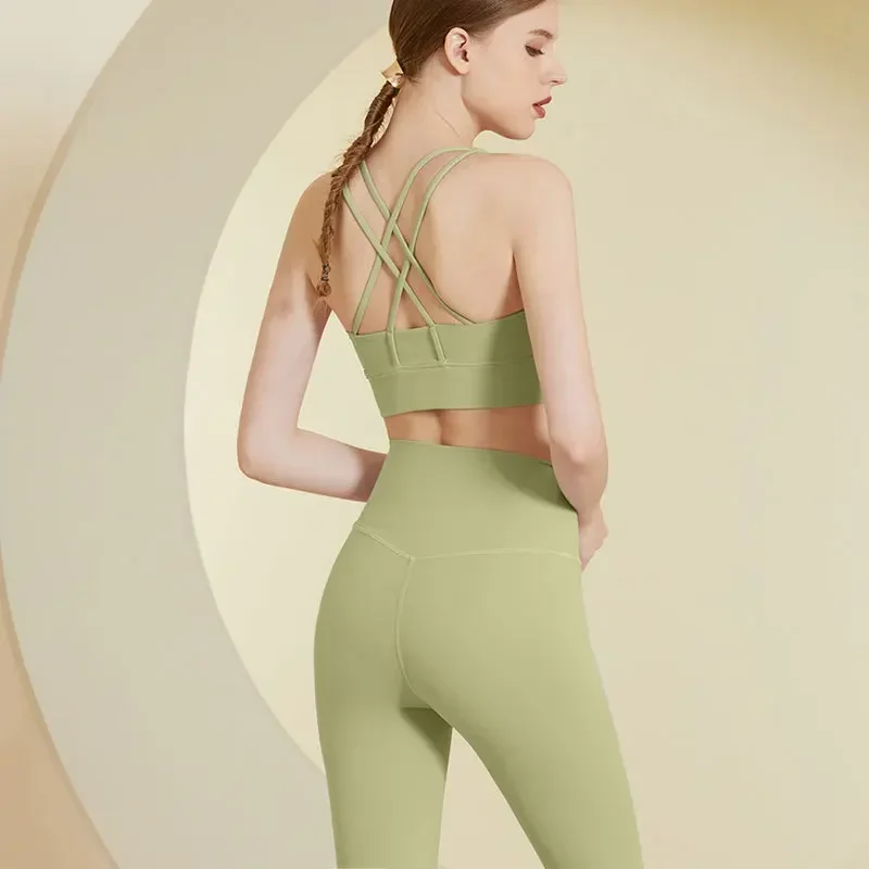 2Pcs Seamless Yoga Set Gym Fitness Clothing Women Suits Sports Bra Crop Top Workout Leggings Sportswear Female image 2