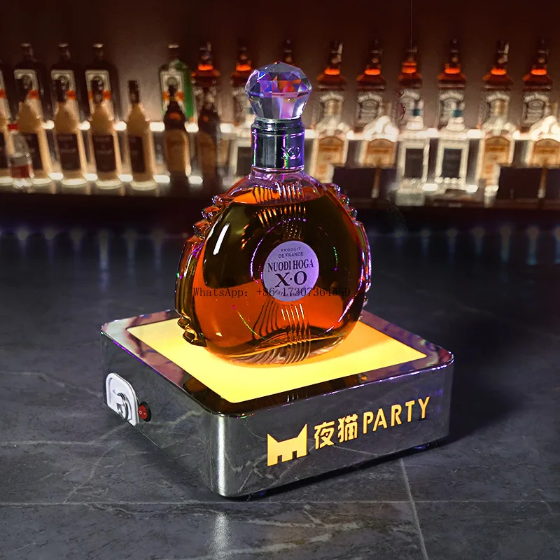 

Bar Luminous Wine Seat Stainless Steel Square Seat New Club Night LED Props Foreign Display Stand