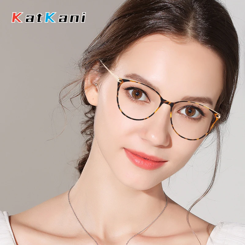 

KatKani Ultra Light Fashion Retro Round Spectacle Cat Eye Glasses Optical Prescription Eyeglasses Women Frame Butterfly 87135