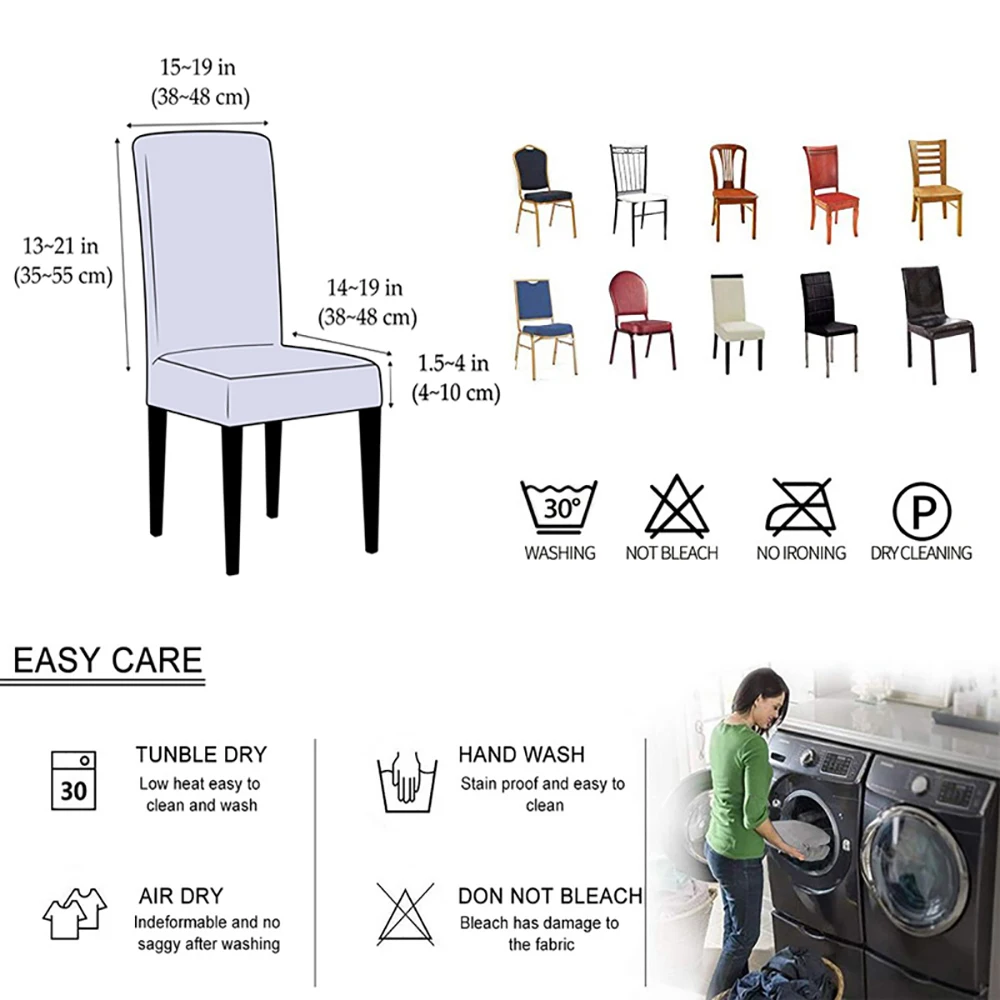 Elastic Chair Covers Polyester Plain Chair Seat Cover Dining Room Furniture Protector Anti-dust for Banquet Office Restaurant