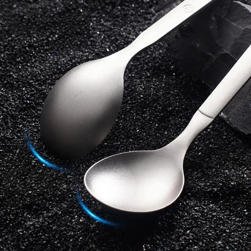 【OD】Pure Titanium Round Spoon Lightweight Portable Camping Backpacking Hiking Outdoor Home Use Soup Rice Tableware