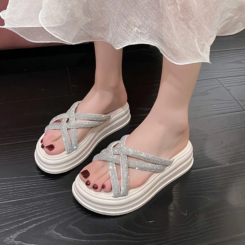 Shoes Low Loafers Slippers Casual On A Wedge Platform Slides Slipers Women Luxury Soft 2024 Leisure Hoof Heels Rome PU Floral Sc