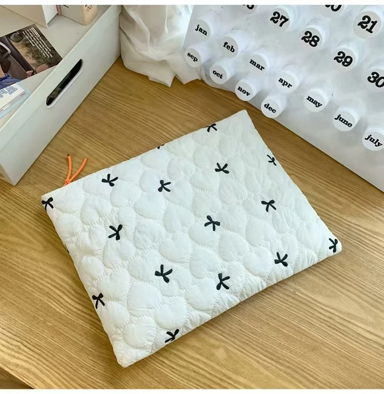 Bonito bowknot portátil manga náilon personalizado bordado bolsa 13-14 polegada para ipad pro 11 12.9 macbook air 13 m1 m2 xiaomi pad 5 hp