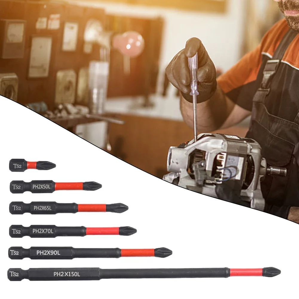 

6pcs 25-150mm Magnetic Non-Slip Batch Head PH2 Cross Screwdriver Set Hex Shank For Electric Hand Drill Bits Nutdrivers