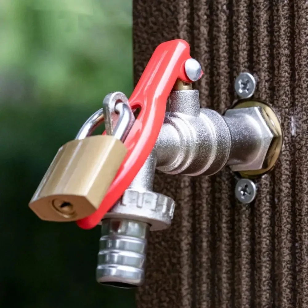 1/2 Inch Lockable Garden Tap Brass Bibcock Anti-Theft Outdoor Water Faucet with Red Handle for Hose Connection