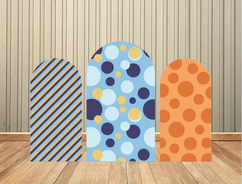 

Mehofond Customized Double-Sided Arch Backdrop Striped Dots Theme Baby Shower Chiara Background Kids Birthday Party Photozone