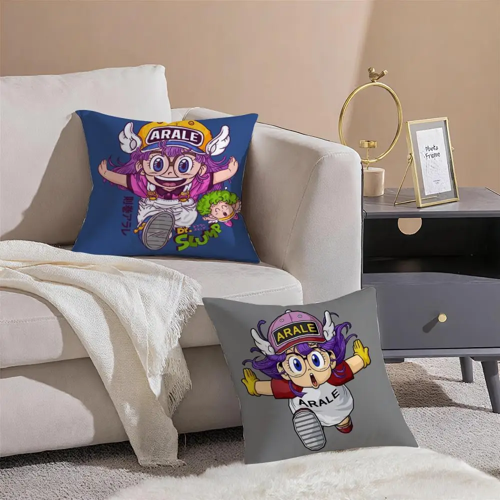 Cartoon Dr S-Slump Arale Cushion Cover Linen Pillowcase Cover Soft Decor for Sofa Home Room