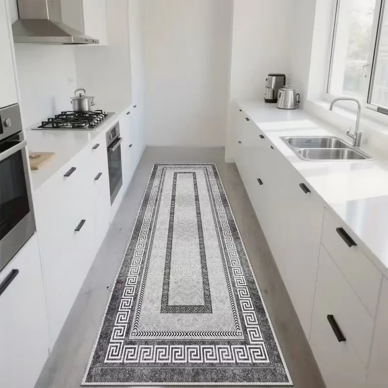 

1pc Geometric Style Long Corridor Carpet Non-slip Hall Runner Easy Clean Hallway Area Rugs Washable Porch Entry Doormat 긴 양탄자