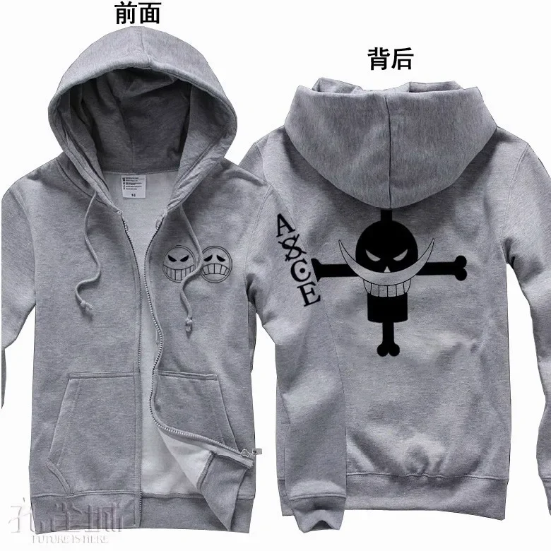 White Beard Portgas D Ace Hooded Sweatshirt Cosplay Hoodie Costumes Mens Cotton Print Coat High Qulity