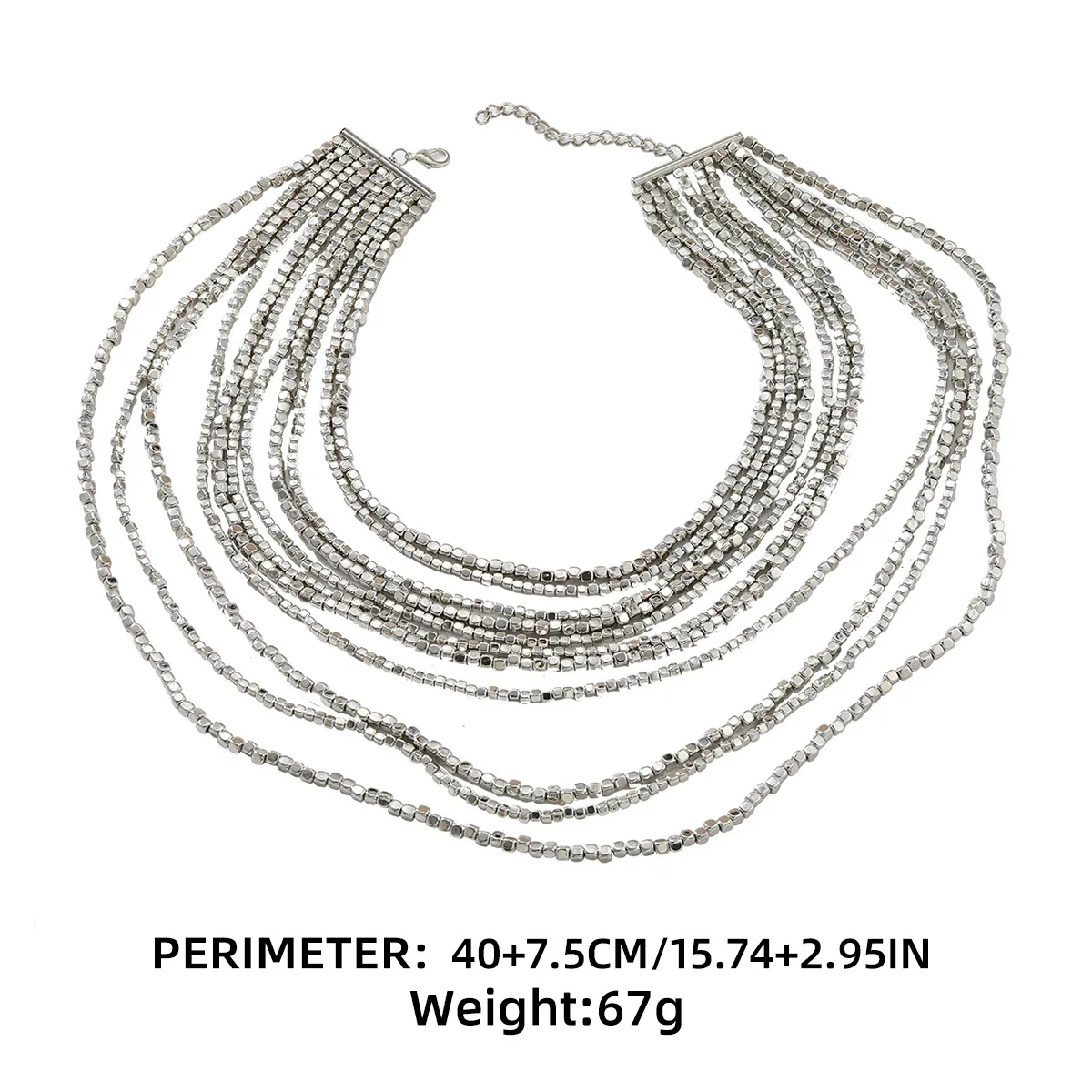 2024 New ZAA Multi-layer Vintage Silver Beaded Choker Necklaces for Women Fashion Long Tassels Chains Necklace Jewelry Gifts