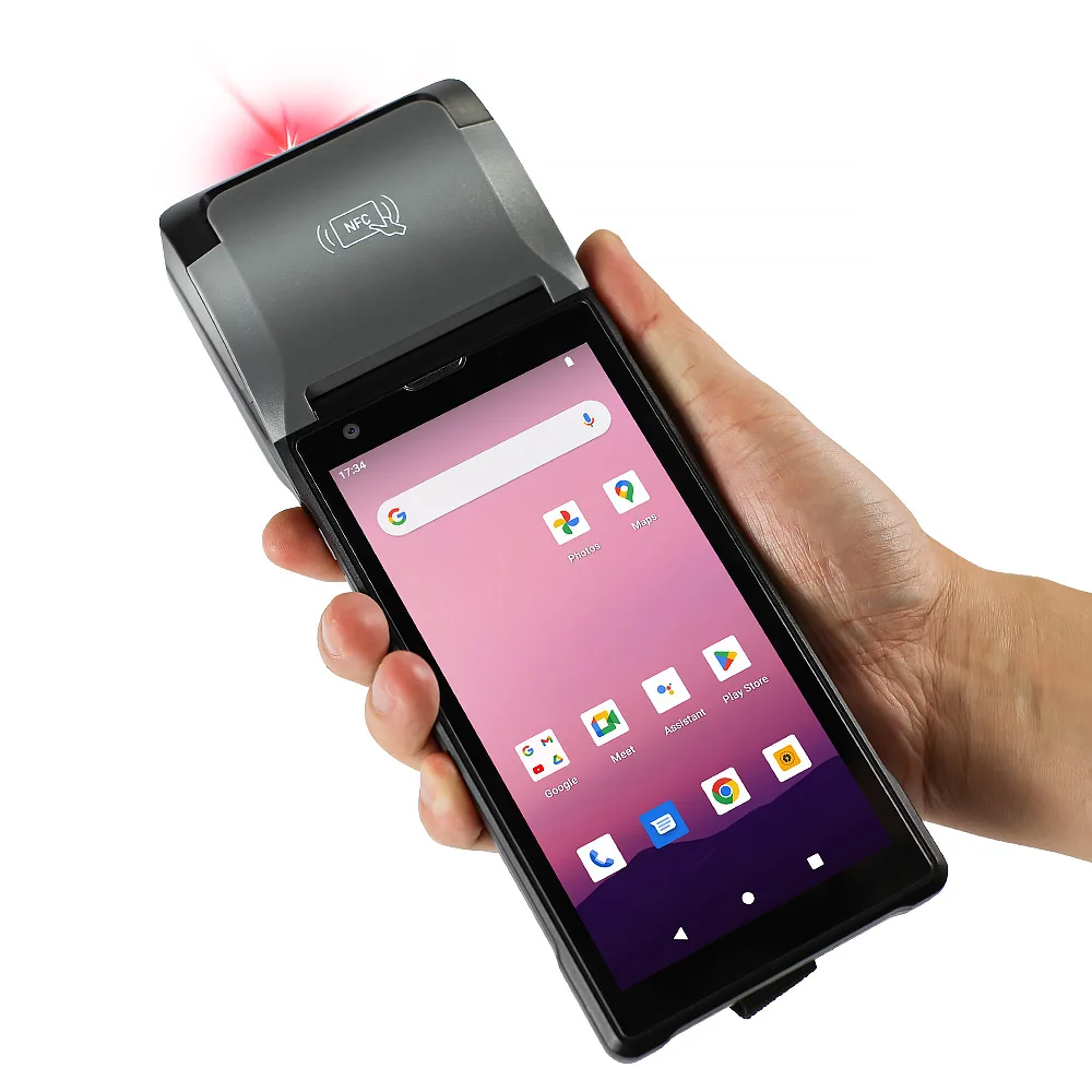 Handheld Android 12.0 mobiele POS-terminal innerlijke 58 mm thermische printer alles in één met 2D-barcodescanner