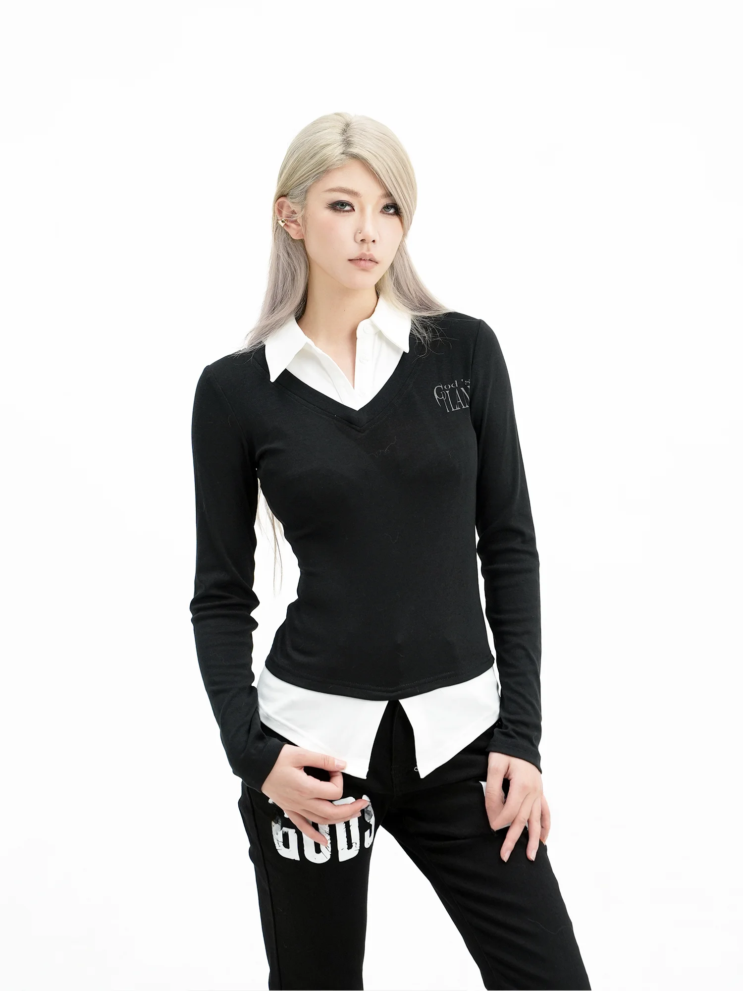 

Оригинальная футболка Gods Plan с длинным рукавом и креативным узором, универсальная, для модных женщин, повседневная одежда