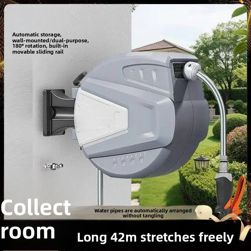 Wall-mounted automatic recycling water truck, garden watering reel, flower watering telescopic water pipe storage reel
