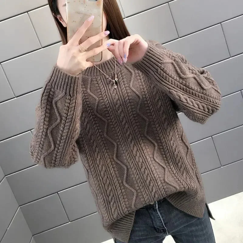 Autumn Winter New Short Fried Dough Twists sweater Women Loose Pullover Bottoming Foreign Style Thickened Knitwear Mom\'s Sweater