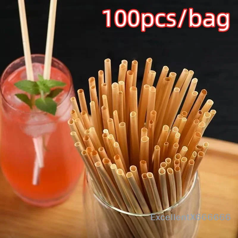 100pcs 20cm Disposable Wheat Straw Eco-Friendly Natural Wheat Drinking Straws Portable Environmentally Straws Bar Accessory
