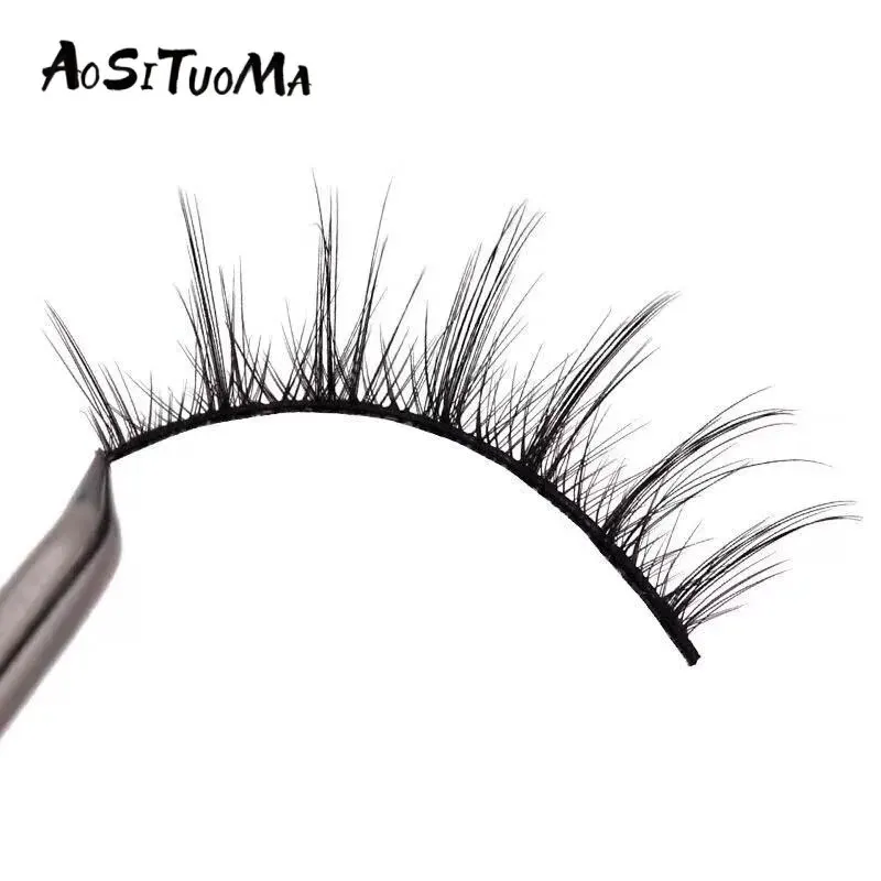 AOSITUOMA Thick Natural Short Double Eyelid Hard Stem Swollen Eye Blisters Novice Easy to Start False Eyelashes