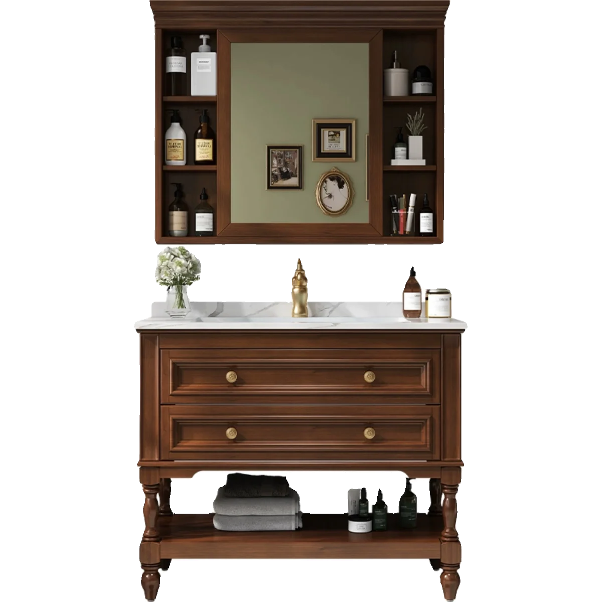 Bathroom cabinet, bathroom oak washstand, floor-to-ceiling washstand cabinet combination