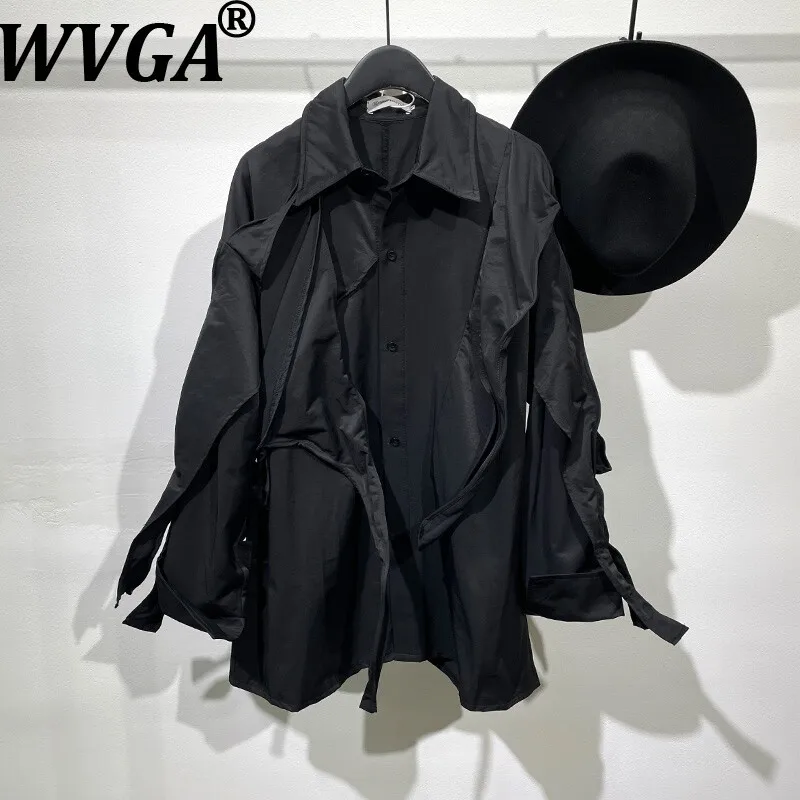 

Мужская рубашка WVGA с длинным рукавом, весна-осень, новая, с асимметричным пэчворком, в трендовом стиле, нишевый дизайн в стиле Ямамото, повседневный топ Ins W21805