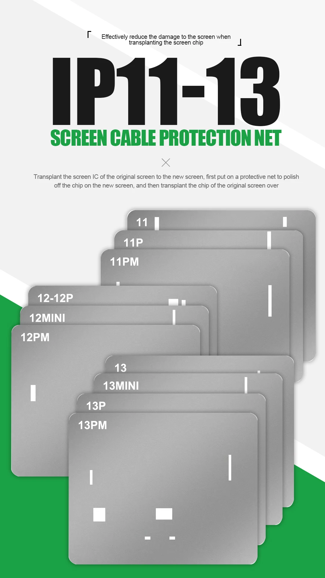 Screen Cable Protection Net Restructuring Steel Mesh For IP 11 to 13Promax For Protect Mobile Phone Screen IC Steel Mesh