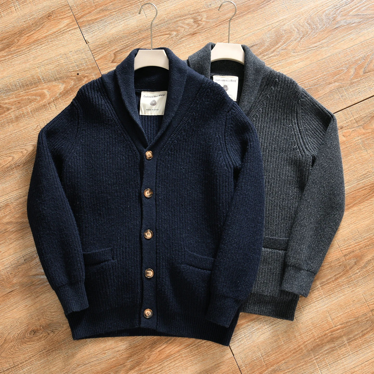 Nordic Thickened Wool Knitted Sweater Coat for Men Autumn Winter Warm Standard Fit Knitwear Wool Blend Long Sleeve Button up
