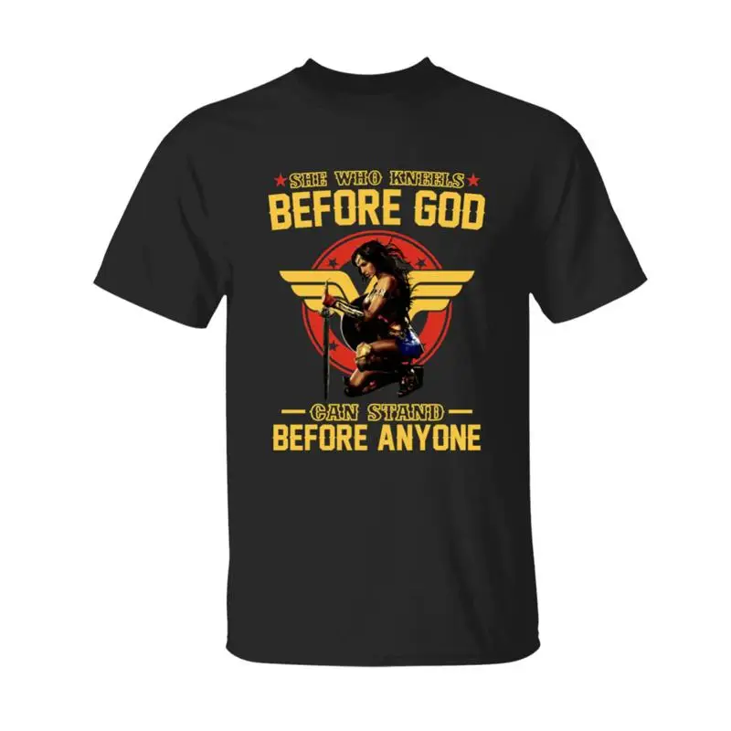 Empowered by Faith She Who Kneels Before God Can Stand Anyone T Shirt