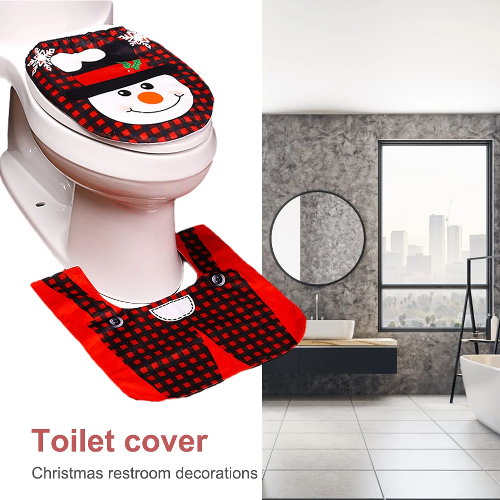 New Cute Christmas Toilet Seat Covers Creative Santa Claus Bathroom Mat Xmas Supplies for Home New Year Navidad Gift Decoration