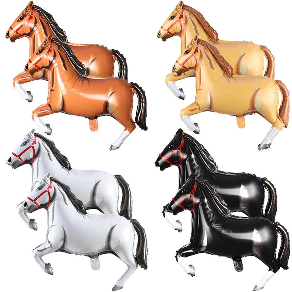 1/2pcs Large Black White Horse Balloon Aluminum Foil Horse-Shaped Balloons Cowboy Birthday Party Decoration Baby Shower Supplies