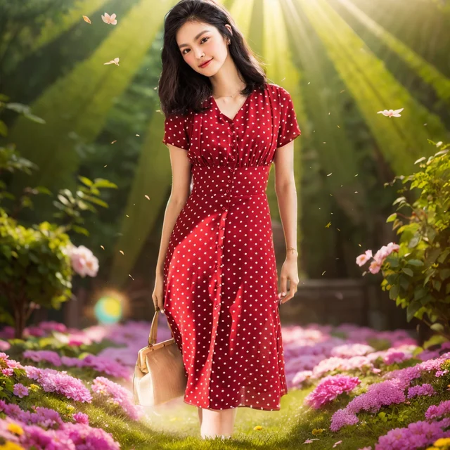 Summer Red Dress Sweet Dresses for Women Fashion Dot Elastic Women s Polyester Short Sleeve V Neck Button Office Clothes AliExpress