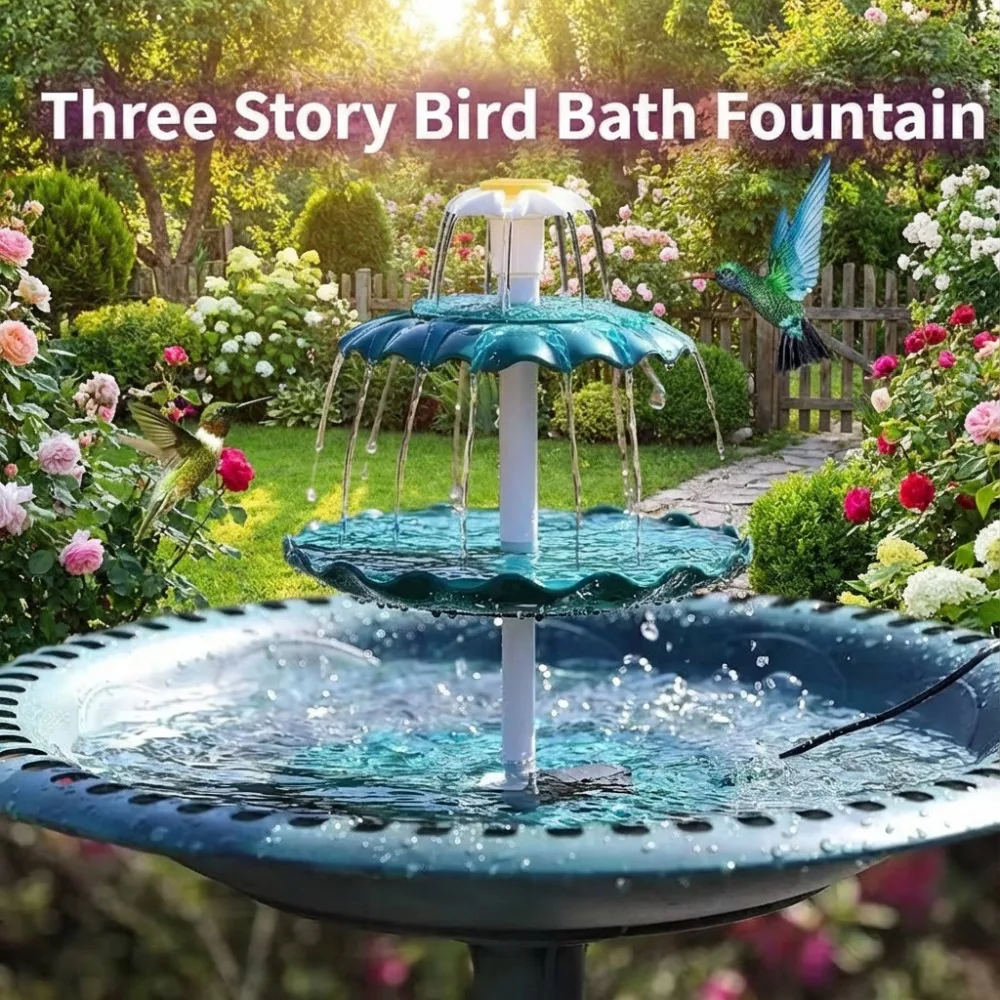 

3.5W Solar Water Fountain, Three-Tiered Bird Bath DIY Solar Fountain, Detachable, for Bird Bath Bird Feeder Garden Water Feature