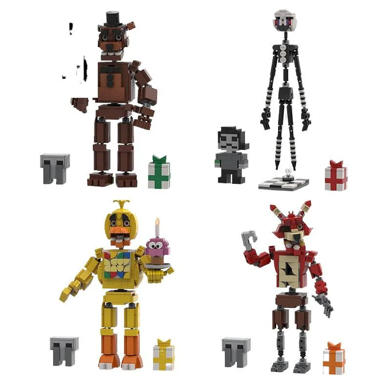 

Новые строительные блоки MOC по игре Five Nights At Freddy's (FNAF): модели персонажей Фредди, Бонни, Чика, Фокси, Эндо. Конструктор-игрушка.