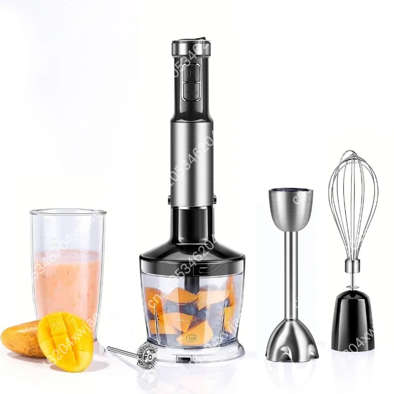 Electric Hand Blender, Portable Food Processor, 5-in-1 Immersion Stick with Whisk & Chopper for Kitchen, Puree & Smoothie Maker